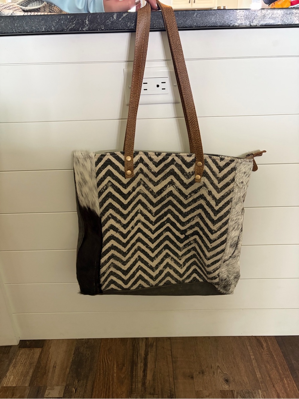 Myra Tote Bag with Brown Leather Straps